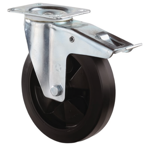 Swivel Casters for Furniture 100mm <b>Wheel</b> Diameter 140kg Load Capacity Total <b>Lock</b> Solid Rubber 104x80mm BS Casters for Furniture - Product Image 3