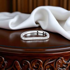 10K/14K/18K or massif 0.25 carats E-F/VVS-VS Moissanite diamant taille ronde demi éternité bague de mariage avec ensemble de broches - Product Image 5