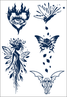 Autocollants de tatouage semi-permanents longue durée, feuilles de tatouage à transfert d'eau, motifs variés, fournisseur en gros