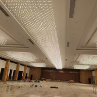 Lámpara de Araña LED de Lujo, Grande, Personalizada, de Altura Ajustable, para Decoración de Salones de Banquetes, Bodas y Hoteles