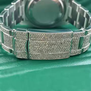 Reloj de pulsera original de Hip Hop totalmente helado Moissanite diamante VVS claridad movimiento de cuarzo de lujo MEJORA DE ACERO INOXIDABLE - Product Image 5