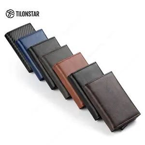 Portefeuille <span class=keywords><strong>de</strong></span> poche en aluminium, porte-cartes d'identité, blocage Rfid, portefeuille en cuir Pop up, étui pour cartes <span class=keywords><strong>de</strong></span> crédit, <span class=keywords><strong>protecteur</strong></span> - Product Image 1