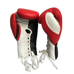 Gants de boxe Pro Meilleure vente de cuir de combat mélangé avec lacets couleur personnalisée 8oz 10oz 12oz 14oz 16oz vente en gros OEM personnalisé - Product Image 1
