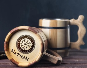 ถ้วยกาแฟไม้แบบชนบททำด้วยมือจานรองถ้วยไม้ไผ่คู่สำหรับของขวัญวันครบรอบแต่งงานวันเกิด - Product Image 2