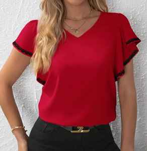 เสื้อกล้ามสีแดงเสื้อกล้ามแขนลำลองสำหรับฤดูร้อนเสื้อผ้าสตรีคุณภาพสูงมาใหม่เสื้อและเสื้อยืดสำหรับผู้หญิง - Product Image 3