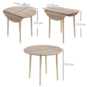 HOMCOM Table pliante moderne à feuilles tombantes pour la cuisine et le salon, aggloméré, Ø 89x73.5 cm - Product Image 3