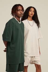 Nouveau surdimensionné solide à manches courtes T-shirt 100% coton Streetwear unisexe coupe ample T-shirt tricoté t-shirts de haute qualité hommes - Product Image 2