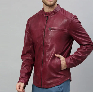 Custom Design Leather <b>Jacket</b> Solid Color <b>Men</b> Leather <b>Jacket</b> Streetwear <b>Men</b> Leather <b>Jacket</b> - Product Image 2