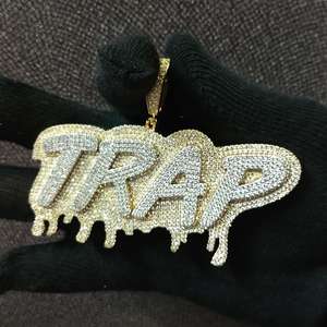 Pendentif en diamant Moissanite VVS coupe ronde avec cadeau d'anniversaire pour hommes Style Hip Hop en argent sterling 925 - Product Image 3