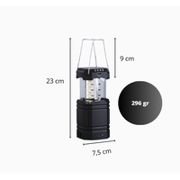 Juego de 2 Linternas de Camping Plegables Recargables, Resistentes al Agua IPX4, de Plástico Blanco, 3000 mAh, Manivela, USB/Solar, LED