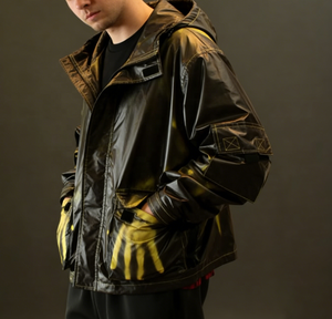 <b>Winter</b> Heat Reactive Color Changing Men's Casual Coated Woven <b>Jacket</b> with <b>Waterproof</b> Thermochromic Zipper - Product Image 2