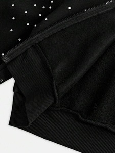 New Arrival Men's Premium Quality 100% Cotton Hoodies Zipper-Up Style with Rhinestone <b>Detail</b> Solid Design XXS Size for Winter - Product Image 3