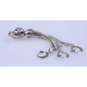 Pendentif triple croissant de lune et étoile en argent plaqué 925 avec pompon, composants et accessoires pour la fabrication de colliers - Product Image 6
