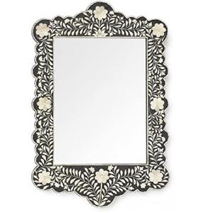 Espejo colgante con forma de flor marrón para dormitorio, espejo decorativo con incrustaciones de hueso para oficina y sala de estar - Product Image 3