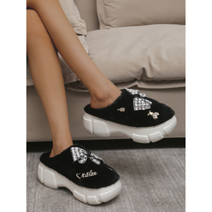 Bonito diseño de mariposa de felpa para interiores/exteriores para zapatillas para Otoño Invierno punta cerrada antideslizante EVA estilo japonés para uso doméstico - Product Image 2