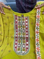 Kurti en soie brodée fantaisie en tissu filet, multicolore, non cousu, best-seller, spécial fête de Raksha Bandhan, magnifique chiffon