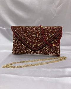 Designer Artisanal Élégant Ethnique Satin Sac De Soirée Pour Les Femmes De Mariage Pochette En Satin Avec Motif De Pierre Style De Mode - Product Image 5