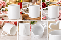 Tasse à café en céramique personnalisée avec poignée en forme de cœur, idée cadeau pour les amateurs de thé et de café, anniversaire, Saint-Valentin, fleurs, rose rouge, OEM