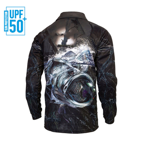 Polo de punto satinado de manga larga de secado rápido UPF50 + al por mayor para pescar camisas de pesca sin cuello personalizadas profesionales - Product Image 2