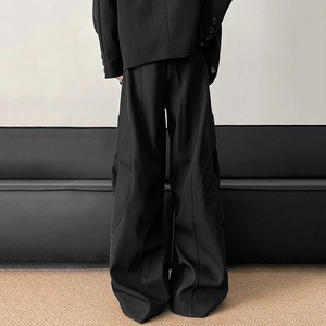 Pantalons décontractés pour hommes de couleur unie conception de trou Niche Droite jambe large Style coréen automne hiver bas masculin - Product Image 4