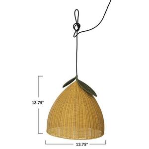 Mélange de couleurs naturelles Suspension en rotin de couleur jaune - Product Image 2