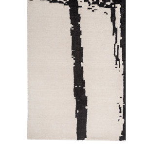 Tapis Contour Gris Noir en Laine et Soie de Bambou Tissé à la Main, Motif Abstrait Classique Rectangulaire pour la Maison, le Couloir, en Viscose HWB-1021 pour Adolescents - Product Image 4
