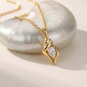 สร้อยคอเปลือกหอยทองคำประดับมุกมอยส์ซาไนต์แบบสั่งทำพิเศษ Jeulia Custom Birthstone - Product Image 3
