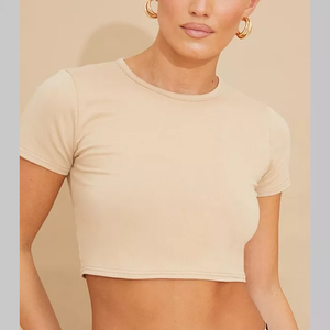 Oem Cheap Rate <b>Women</b> Crop Top Breathable Comfortable Casual Wear High Quality Unique Designs Short Sleeves Adults Front - Product Image 1