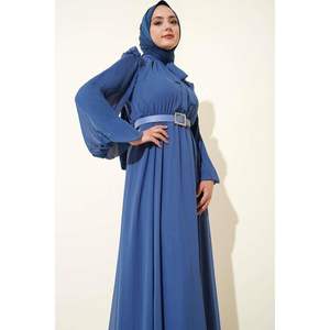 Vestido índigo plisado manga graduación - Product Image 1