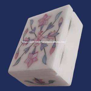 Boîte d'incrustation de marbre de conception faite à la main très exclusive de vadrouille rose avec l'utilisation matérielle de nacre pour l'article d'emballage de cadeau de boîte à bijoux - Product Image 2