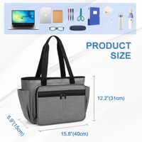 Bolso Tote para Maestras y Enfermeras, Resistente al Agua, con Cierre de Cremallera, Bolsillo Expandible para Archivos, Maletín para Portátil, para el Trabajo