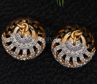 Boucles d'oreilles Jhumki en or jaune 14 carats, serties de diamants naturels, motif dôme ajouré, certifiées IGI, style ethnique, pour fiançailles