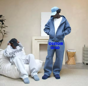 Custom Hoodie Manufacturers Oversized <b>Tech</b> Fleece 100% Cotton Fleece Baggy Tracksuit Men Sweatpants and Hoodie Set - Product Image 3