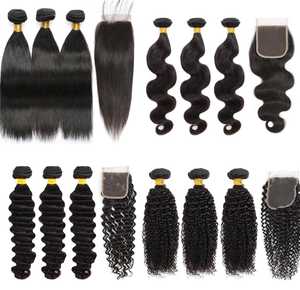 UNPROCESSED <b>TANGLE</b> FREE GOOD CUTICLES HAIR EXTENSIONS ORIGINAL REMY DOUBLE DRAWN HUMAN SILKY STRAIGHT WAVE BUNDLES Indian HAIR - Product Image 1