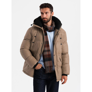 Doudoune longue de haute qualité personnalisée OEM pour hommes avec poches à pression Veste d'hiver à capuche pour hommes - Product Image 1