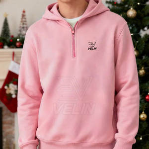 Sweat à capuche personnalisé pour homme avec demi-fermeture éclair en molleton de coton, sweat à capuche pour homme avec demi-fermeture éclair pour un usage quotidien - Product Image 2