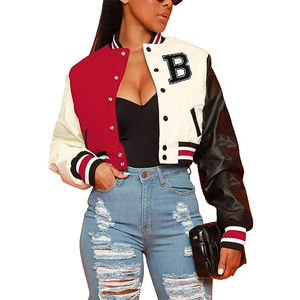 genuine Custom Made Women Crop Varsity Jacket Top Quality Custom Colors Size and logo Women Cropped Lettermen Varsity Jackets - Product Image 5