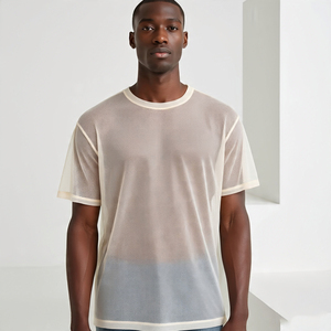 T-shirts en maille transparente pour hommes T-shirts habillés sexy transparents Chemises de nuit à manches longues Col roulé T-shirts en maille transparente pour hommes - Product Image 4