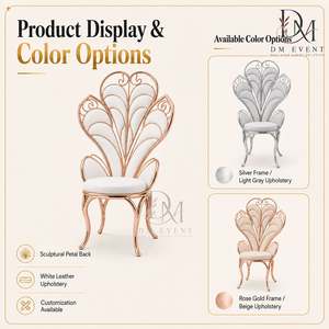 Elegante Silla de Acero Inoxidable Dorado con Respaldo de Pavo Real para Bodas, Recepciones de Parejas, Eventos y Proyectos - Product Image 5
