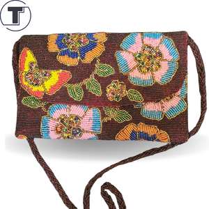 กระเป๋าบาแก็ตประดับลูกปัดทำด้วยมืออินเดียพร้อมที่จับกระเป๋าถือแบบสบายๆหลากสีทำด้วยมือโดยช่างฝีมือท้องถิ่น - Product Image 6