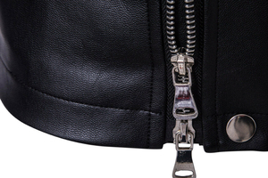 Wholesale 2025 Winter <b>Men's</b> Custom Fashion <b>Jacket</b> Genuine Leather <b>Reversible</b> Biker Style Stand Collar Fur Quilted Design - Product Image 5