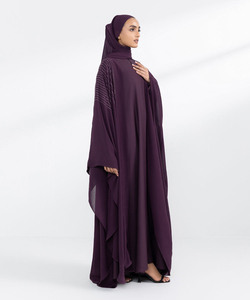 Color púrpura personalizado nuevo diseño ropa informal ropa islámica señoras Abaya en venta manga larga señoras nuevo Abaya servicio OEM - Product Image 2