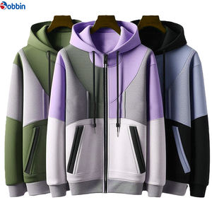 Sweat-shirt à capuche unisexe en coton personnalisé à manches longues et fermeture éclair intégrale pour hommes et femmes, vêtements de sport décontractés avec motif uni - Product Image 5