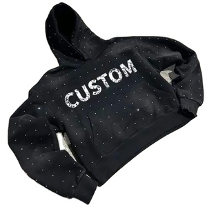Unisex Star Rhinestone Zip up hoodies 100% algodón Casual chaqueta de invierno-Mujer/Hombre al por mayor - Product Image 1