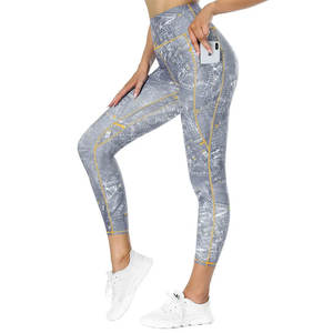 Nouveau design, leggings de sport taille haute, longueur genou, en polyester respirant pour femme, séchage rapide, vêtements de yoga, service OEM - Product Image 1