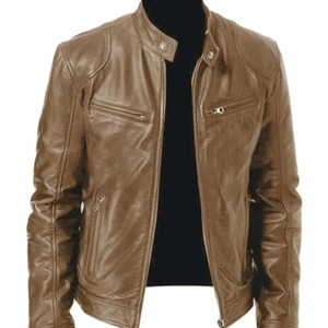 เสื้อแจ็คเก็ตยีนส์หนัง PU สำหรับผู้ชาย - Product Image 3