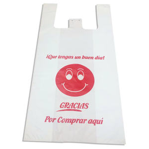 Bolsas de compras de alimentos de plástico HDPE/LDPE impresas personalizadas con logotipo para uso en supermercados manipulación de superficies de impresión por huecograbado - Product Image 3