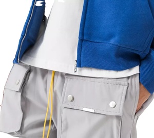 Winter Fleece Soft Plus Size Blank Logotipo personalizado 400gsm Algodón Full Zip up Sudaderas con capucha Puff Print para hombres - Product Image 3