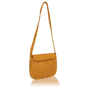 Bolso Bandolera de Yute Tejido a Crochet Estilo Bohemio para Mujer, Color Sólido, Cierre de Solapa, Correa para el Hombro, Ecológico, para Uso Diario en Verano - Product Image 4