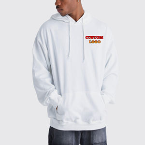 Sweat à capuche de haute qualité grande taille vierge couleur unie pull lourd personnalisé en détresse broderie Logo Basics Hoodies pour hommes - Product Image 4